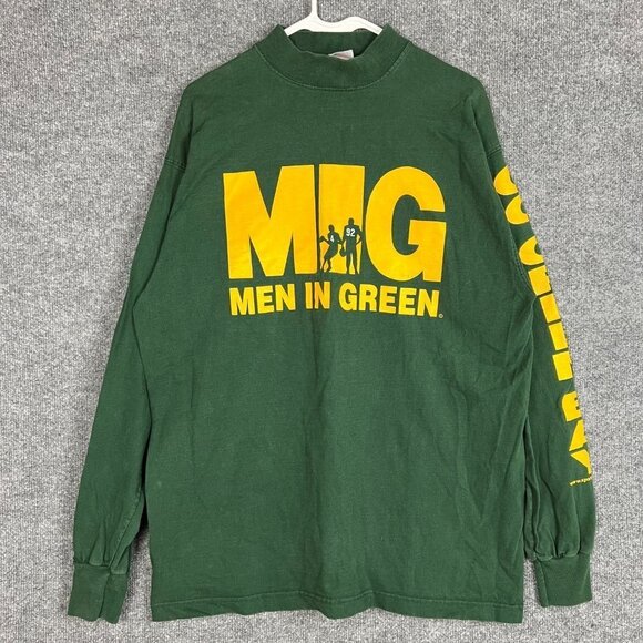 VINTAGE Men In Green Packer Go Green‎ Bay Sweatshirt Men Size XL - Picture 1 of 9